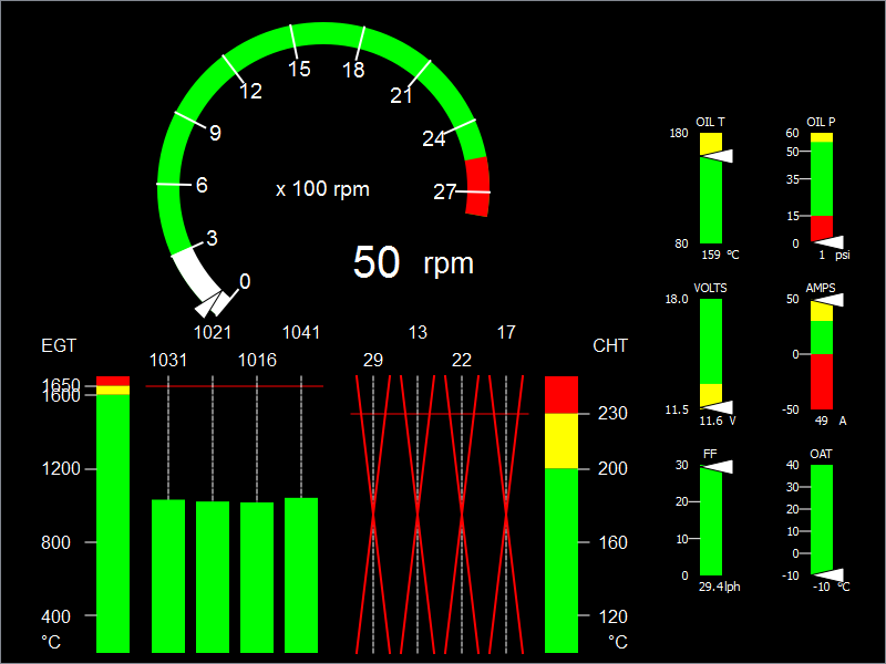 EngineMonitor with illegal values for the cylinder head temperature (CHT)