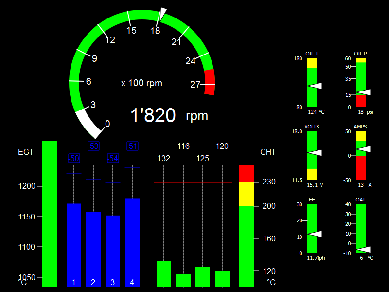 EngineMonitor lean assist function shows engine leaned