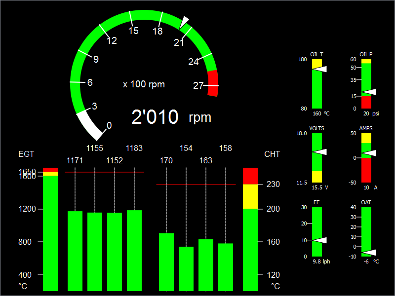 EngineMonitor displaying values